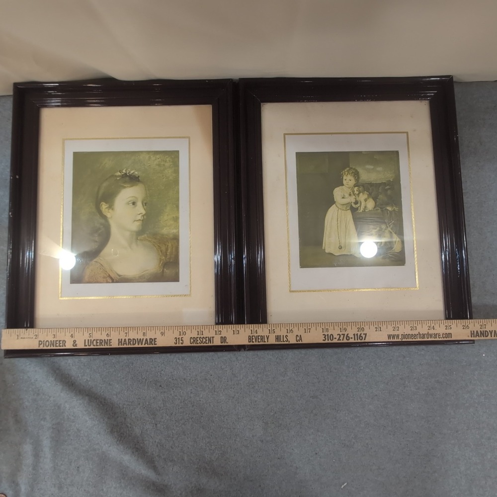 Vintage Framed Art Prints Set of 2 Thomas Gainsborough & Titian Strozzi Child - Picture 2 of 9